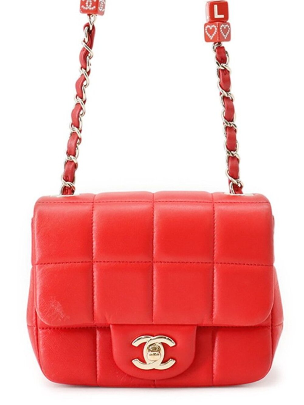 Chanel Chain Shoulder Bag Choco Bar Mini CC Logo Lambskin